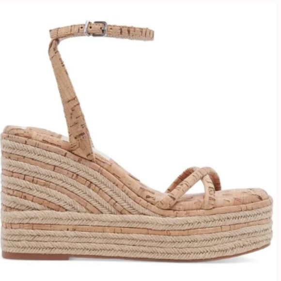 NWT Dolce Vita Elvia Strappy Platform Wedge Sandals Cork Size 10 - Picture 2 of 5